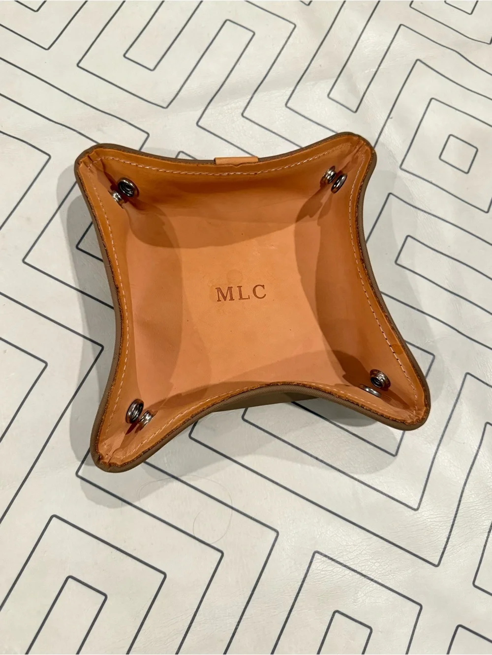 Jon Hart Personalized Brown Leather Valet Tray - Monogram MLC